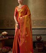 Woven design zari silk blend kanjeevaram saree