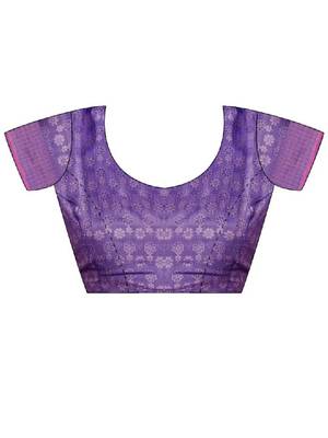 Purple kanjivaram woven design sarees with blouse piece unstiched blouse 4