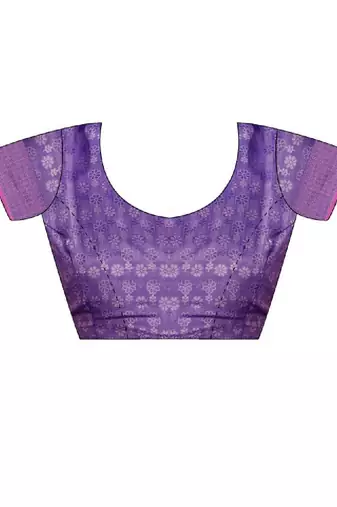 Purple kanjivaram woven design sarees with blouse piece unstiched blouse