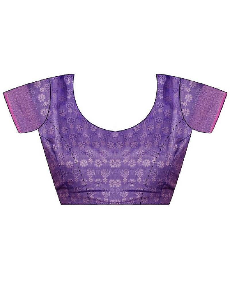 Purple kanjivaram woven design sarees with blouse piece unstiched blouse