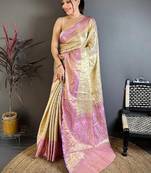 Woven design zari silk blend kanjeevaram saree
