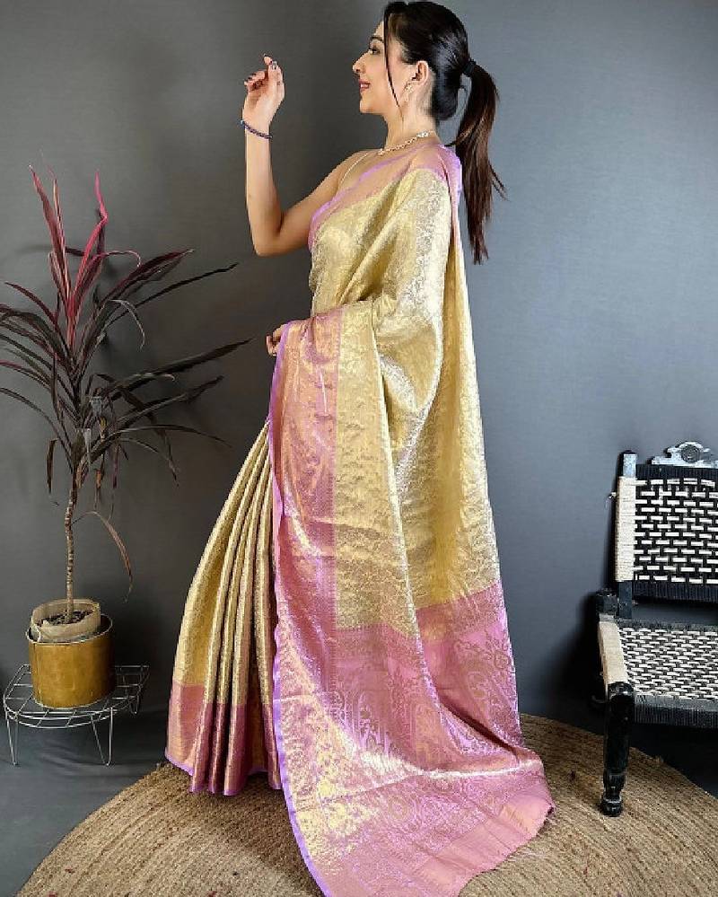 Woven design zari silk blend kanjeevaram saree
