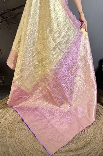 Woven design zari silk blend kanjeevaram saree