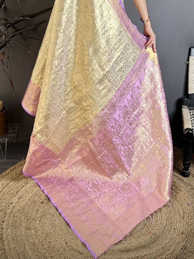 Woven design zari silk blend kanjeevaram saree