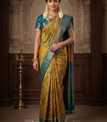 Ethnic motifs zari handloom kanjeevaram saree