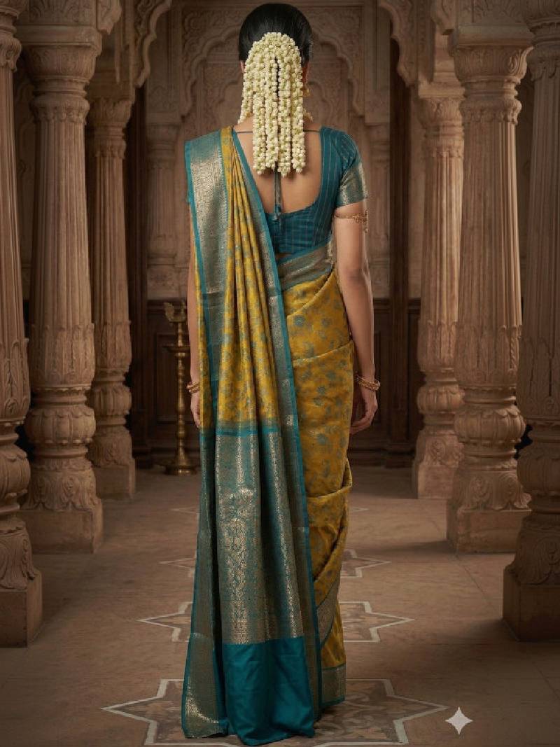 Ethnic motifs zari handloom kanjeevaram saree