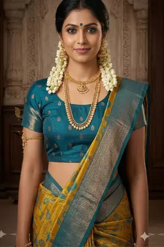 Ethnic motifs zari handloom kanjeevaram saree