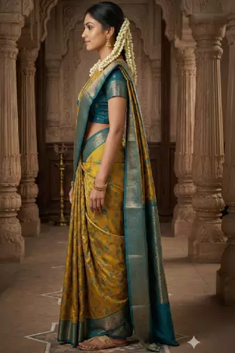Ethnic motifs zari handloom kanjeevaram saree