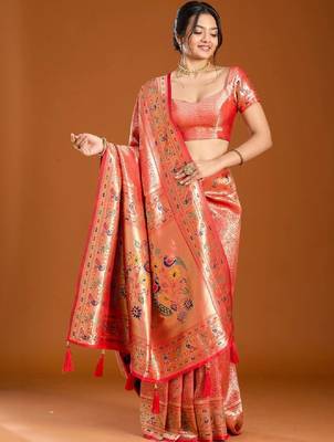 Woven design zari art silk kanjeevaram saree 1