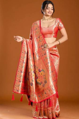 Woven design zari art silk kanjeevaram saree