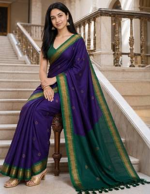 Woven design pure cotton kanjeevaram saree 1