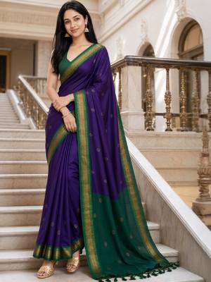 Woven design pure cotton kanjeevaram saree 2