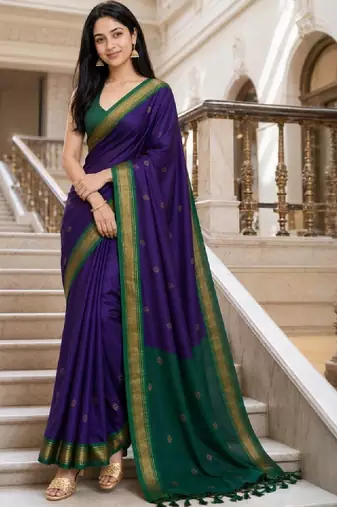 Woven design pure cotton kanjeevaram saree