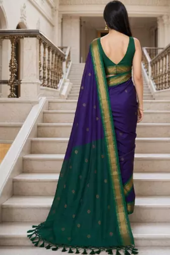 Woven design pure cotton kanjeevaram saree