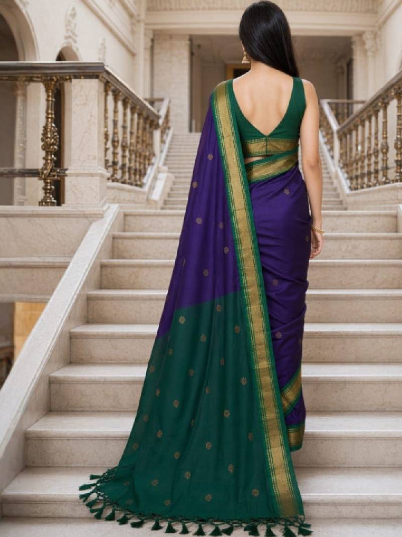 Woven design pure cotton kanjeevaram saree