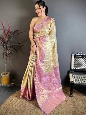 Woven design zari silk blend designer kanjeevaram saree 1