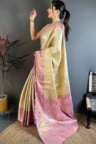 Woven design zari silk blend designer kanjeevaram saree