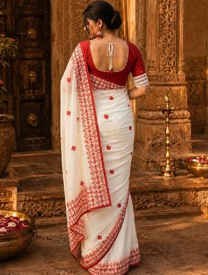 Ethnic motifs embroidered handloom kanjeevaram saree 2