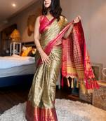 Woven design zari silk cotton handloom kanjeevaram saree