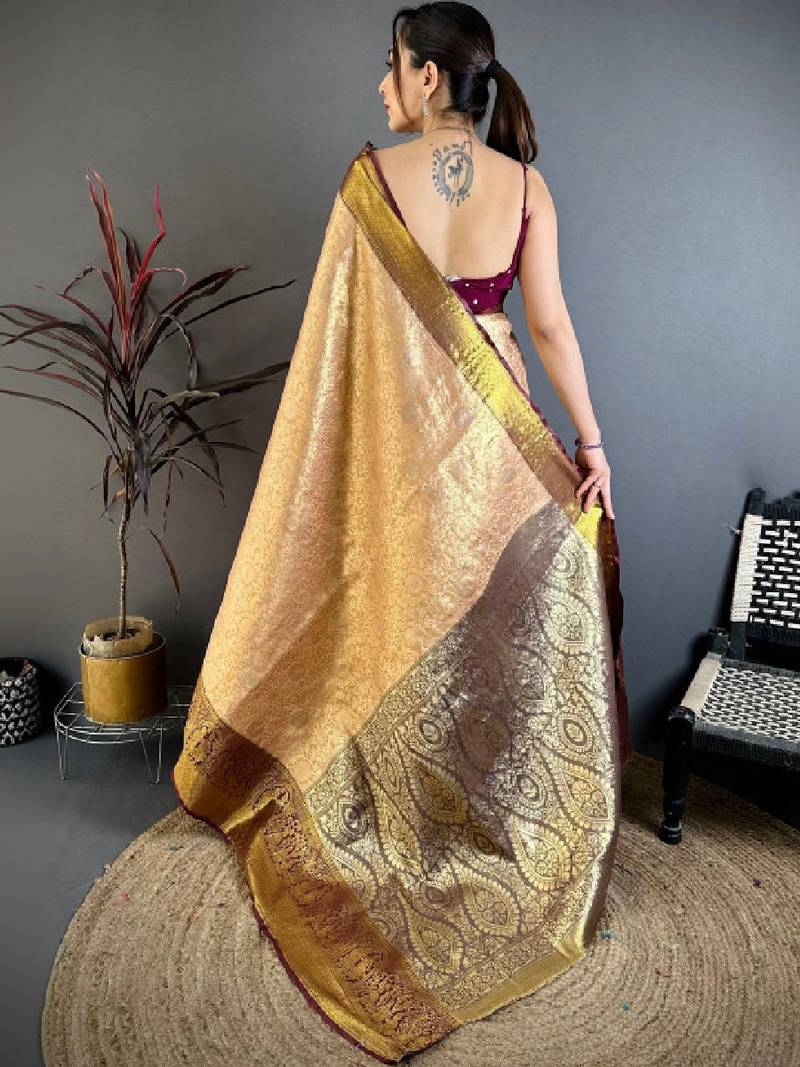 Woven design zari silk blend designer kanjeevaram saree