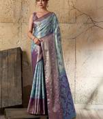 Woven design zari silk blend heavy work kanjeevaram saree