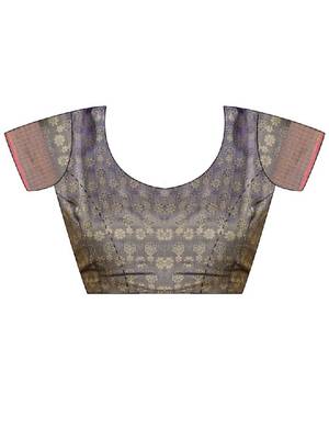 Rose gold kanjivaram woven design sarees with blouse piece unstiched blouse 4