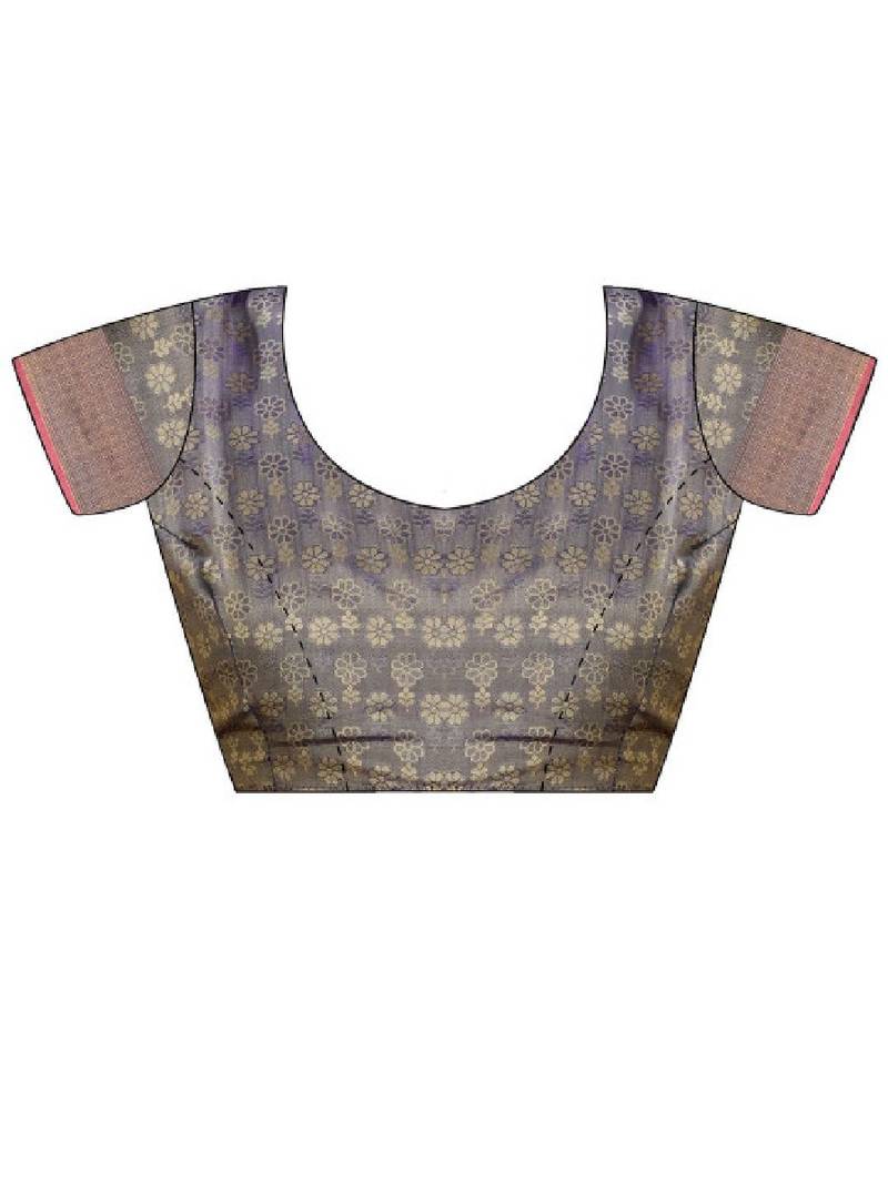 Rose gold kanjivaram woven design sarees with blouse piece unstiched blouse