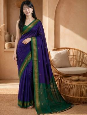 Embellished zari pure cotton kanjeevaram saree 2