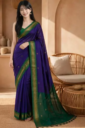 Embellished zari pure cotton kanjeevaram saree