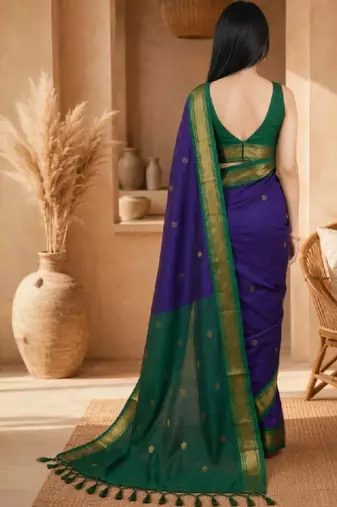 Embellished zari pure cotton kanjeevaram saree