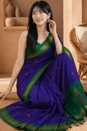 Embellished zari pure cotton kanjeevaram saree
