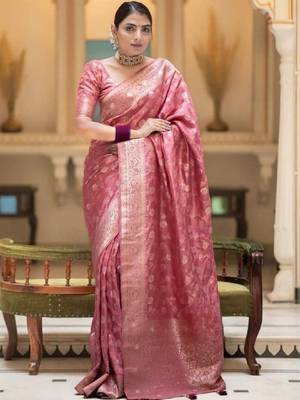 Ethnic motifs woven design zari kanjeevaram sarees 2