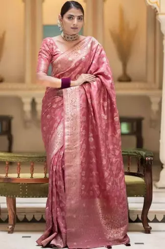 Ethnic motifs woven design zari kanjeevaram sarees