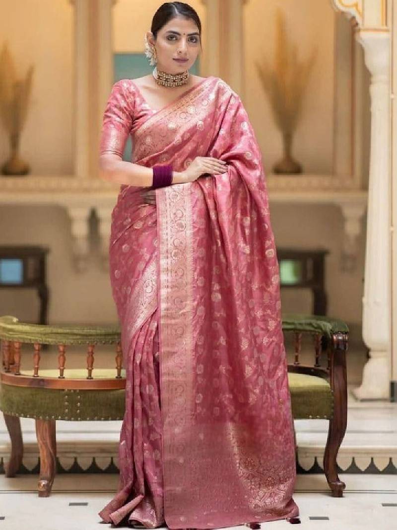 Ethnic motifs woven design zari kanjeevaram sarees