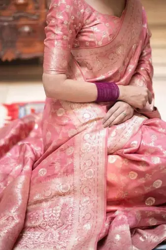 Ethnic motifs woven design zari kanjeevaram sarees