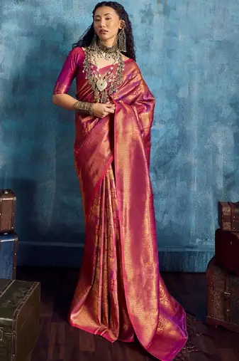 Woven design kanjeevaram saree with blouse piece