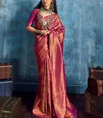 Woven design kanjeevaram saree with blouse piece