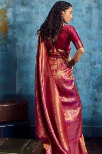 Woven design kanjeevaram saree with blouse piece