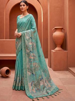 Kalamkari silk blend designer kanjeevaram saree 1