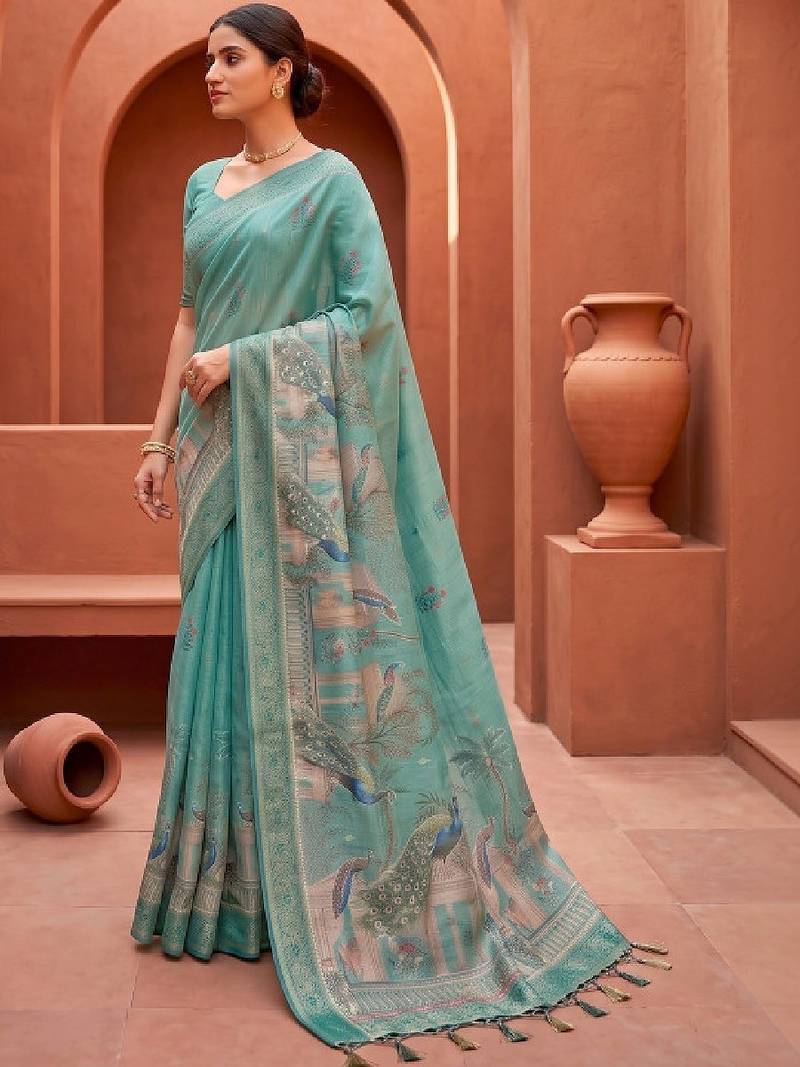 Kalamkari silk blend designer kanjeevaram saree