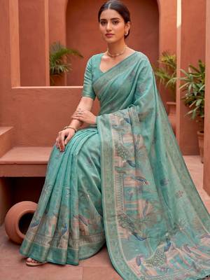 Kalamkari silk blend designer kanjeevaram saree 3