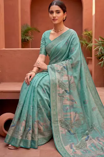 Kalamkari silk blend designer kanjeevaram saree