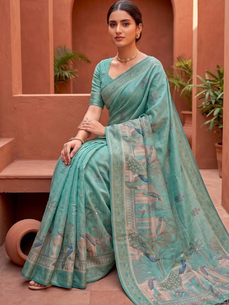 Kalamkari silk blend designer kanjeevaram saree
