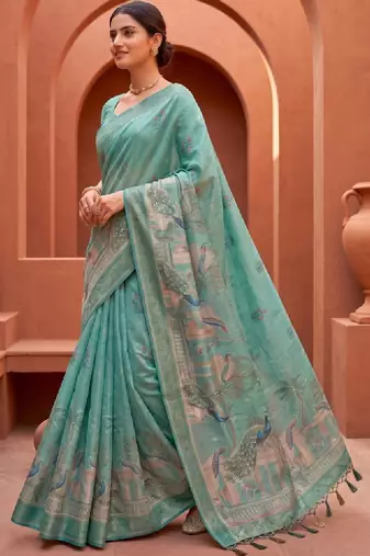 Kalamkari silk blend designer kanjeevaram saree