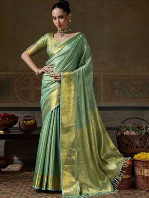 Woven design zari silk blend designer kanjeevaram saree 1