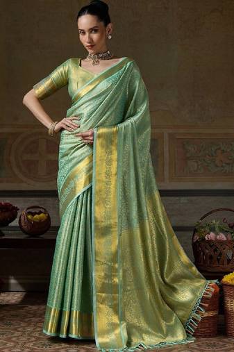 Woven design zari silk blend designer kanjeevaram saree
