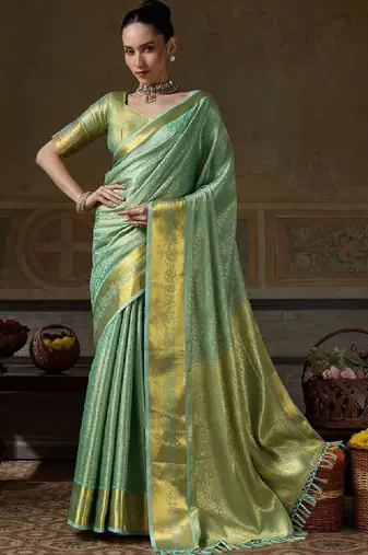 Woven design zari silk blend designer kanjeevaram saree