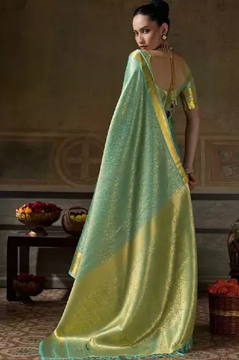 Woven design zari silk blend designer kanjeevaram saree