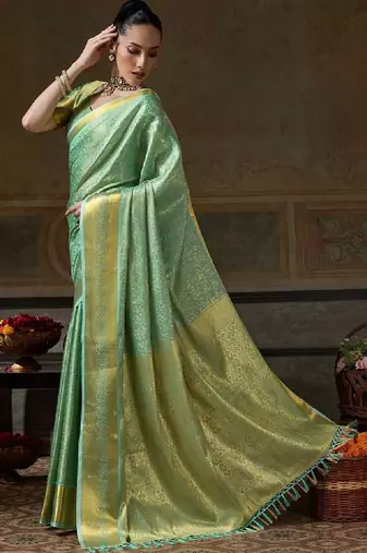 Woven design zari silk blend designer kanjeevaram saree