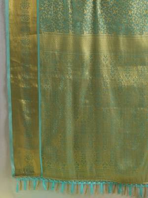 Woven design zari silk blend designer kanjeevaram saree 4